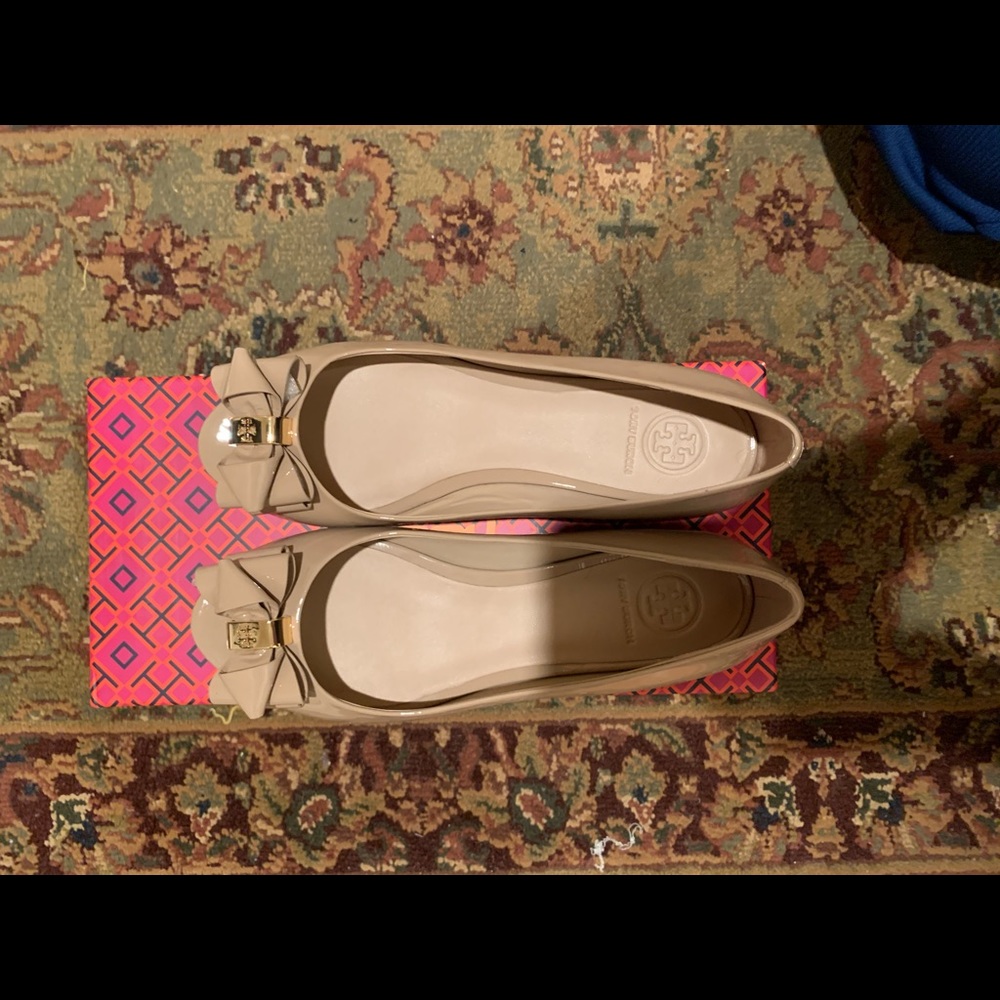 Tory Burch peep toe flats